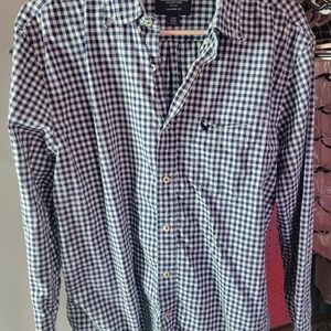 American Eagle Outfitters Blue and White Checkered Shirt
